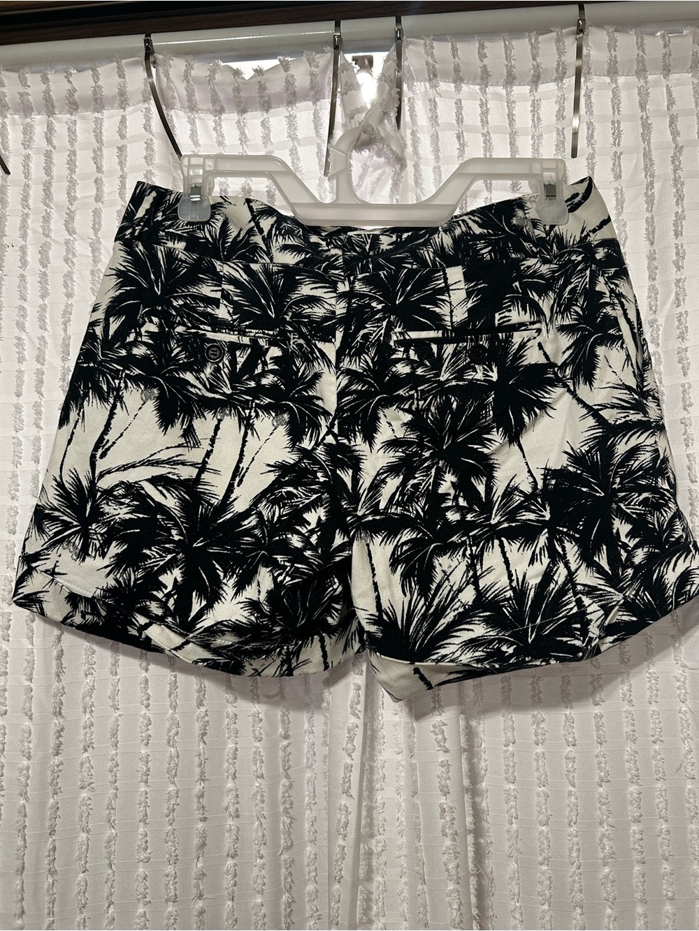 INC International Concepts Black White Palm Tree Print Shorts Women's 6 Tropical